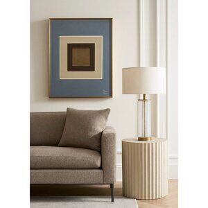 Minimalist Mixed Media Art Acrylic Leather Geometric Square Abstract Painting